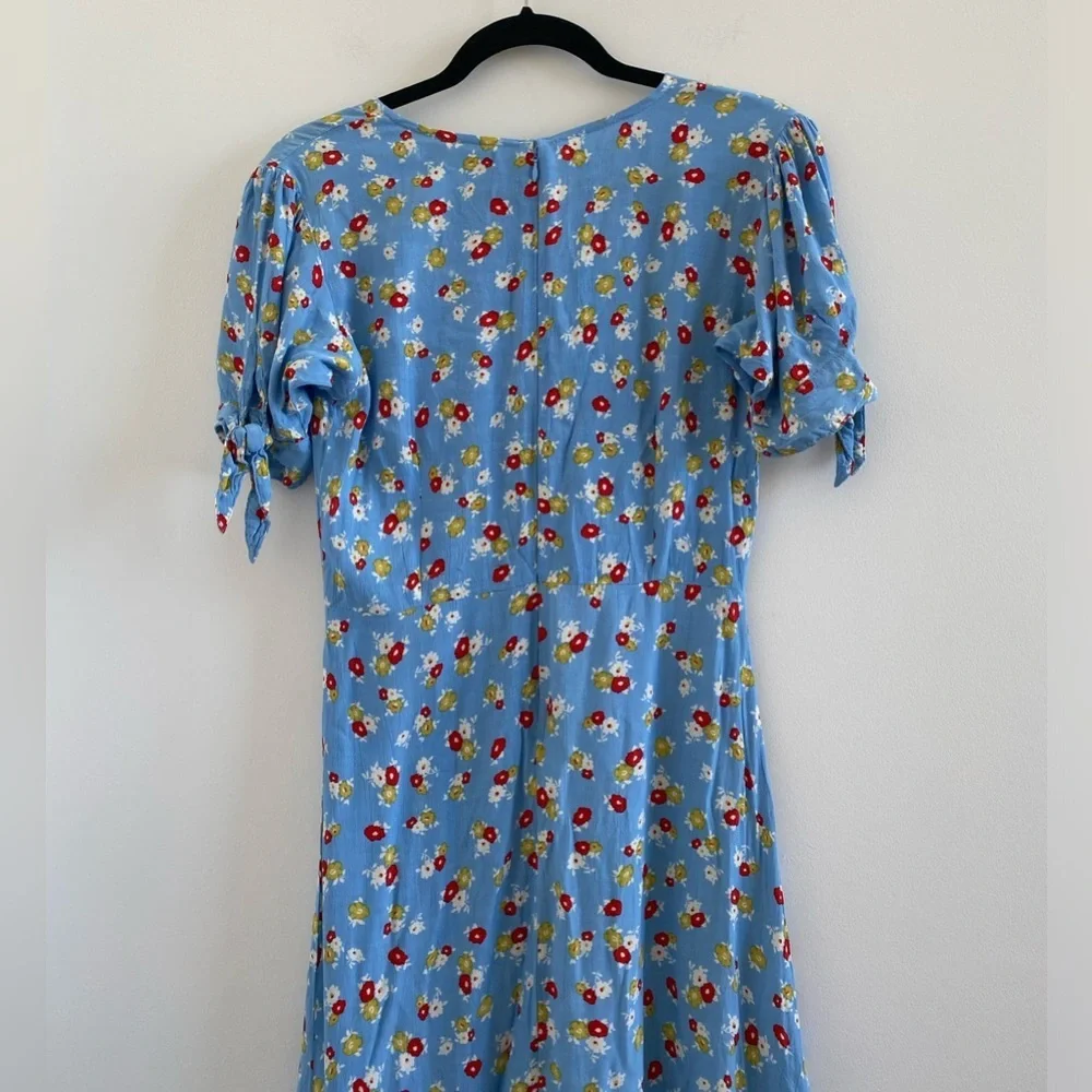 Faithfull The Brand Blue Erin Ditsy Floral Print Midi Dress Size 4 (Small) - Picture 10 of 12